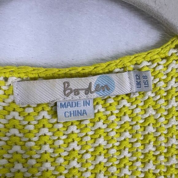 Boden Yellow & White Striped Knit 100% Cotton Open Blazer Jacket Size US 10 - Picture 6 of 12